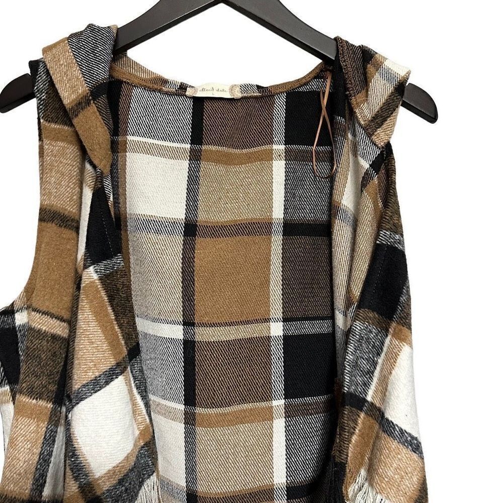 Altard State Women's Brown Plaid Hooded Cardigan Vest Size large - Picture 3 of 7